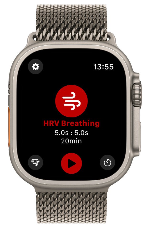 HRV Breathing for Apple Watch - hovedskjermen